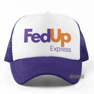 🆕Fed Up Express Foam Trucker Hat Mesh Snapback Cap Purple/White